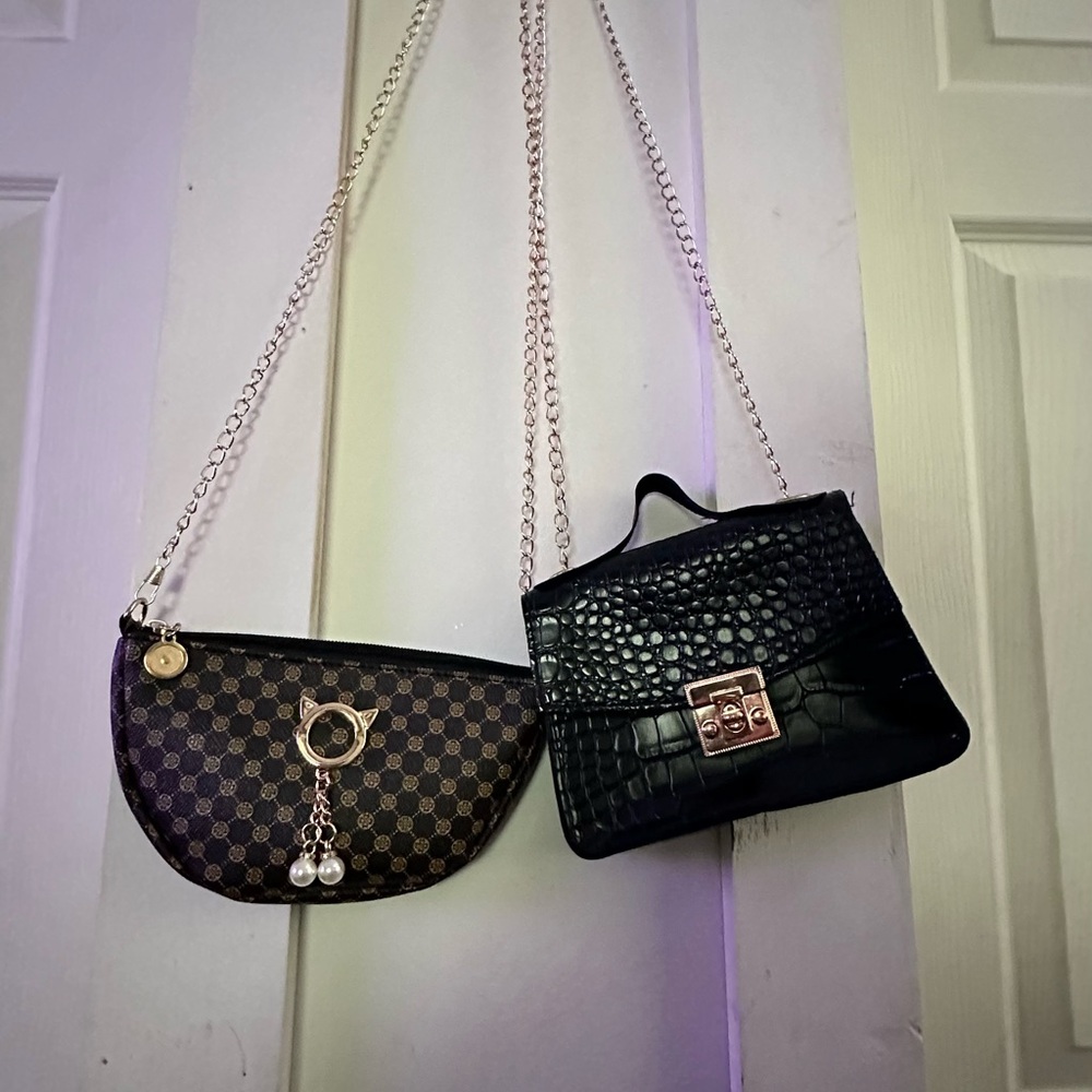 Elegant Black and Brown Designer Handbag Set